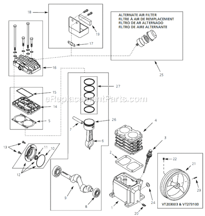 Page A Diagram and Parts List for VT470000 2006 Campbell Hausfeld Compressor